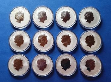 Preview: Australien Lunar II Maus-Schwein 12 x 1 Unze Silber 2008-2019 stgl